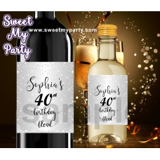 40th Birthday wine labels,40th Birthday Silver Diamonds personalized wine labels,(13ab) 40th Birthday wine labels,40th Birthday Silver Diamonds personalized wine labels,(13ab)